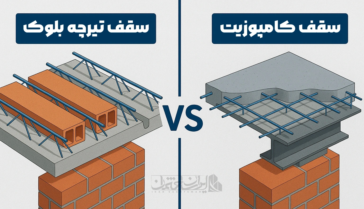 مقایسه کامل سقف تیرچه‌بلوک و سقف کامپوزیت